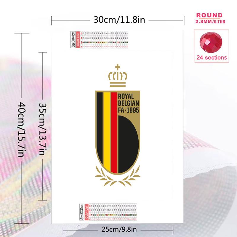 Belgium national football Pattern 3pcs 100% Round Full Drill 5D DIY Diamond Painting Embroidery Cross Stitch Rhinestone Décor