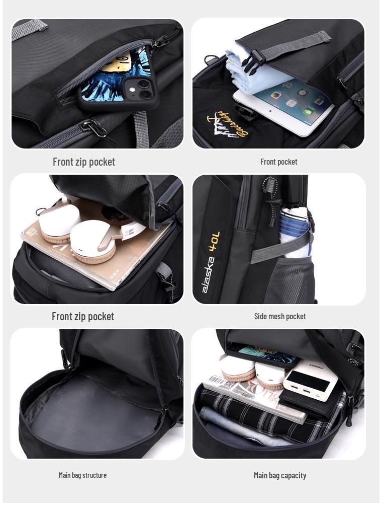 Large Capacity Unisex Outdoor Hiking Backpack with Breathable Back Pad and Dual Support for Fitness.