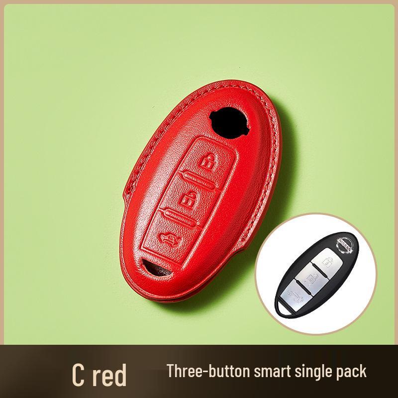 Skórzany Etui na Klucze ze Skóry Wyprawianej Roślinnie dla Nowego Kluczyka Samochodowego Sylphy Murano, Ręcznie Robiony Wzór Klamry dla Mężczyzn