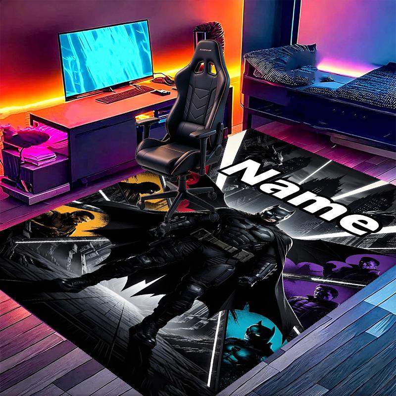 Custom Name Personalized Batman Print Carpet, Versatile Home Decor Rug, for Playroom, Apartment, Balcony, Entryway, Hallway Gift