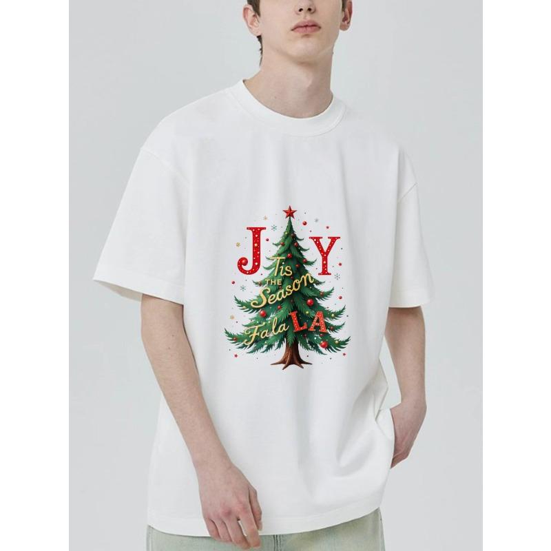 Christmas T Shirt Black Joy Tis The Season Falala Christmas Tree Print Holiday Party Wear