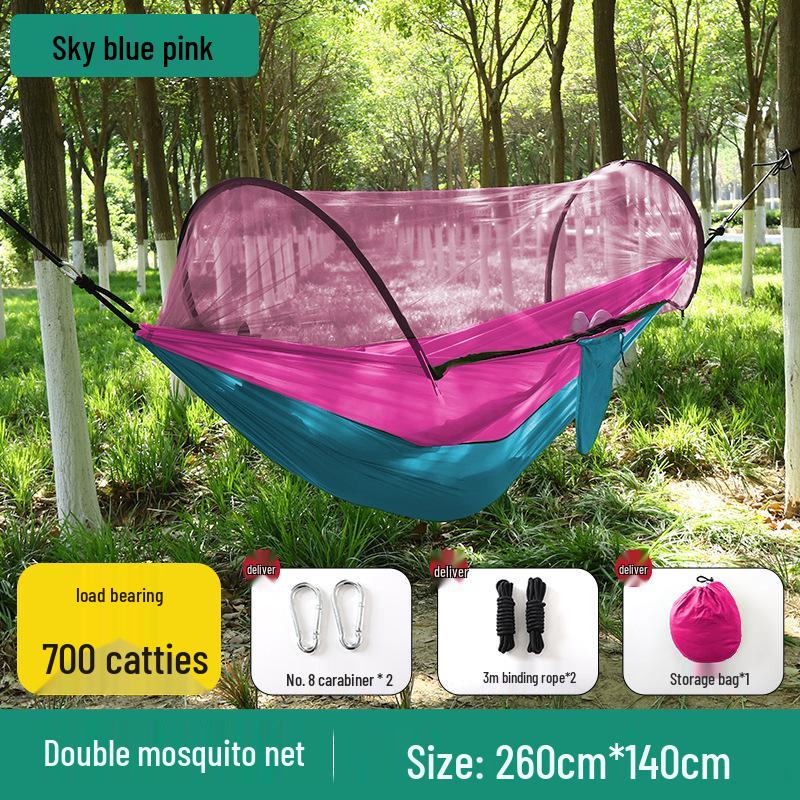 """Schnellöffnende Mückendichte Outdoor-Hängematte mit Netz - Einzel-/Doppel-, Kippsicher, Nylon"""