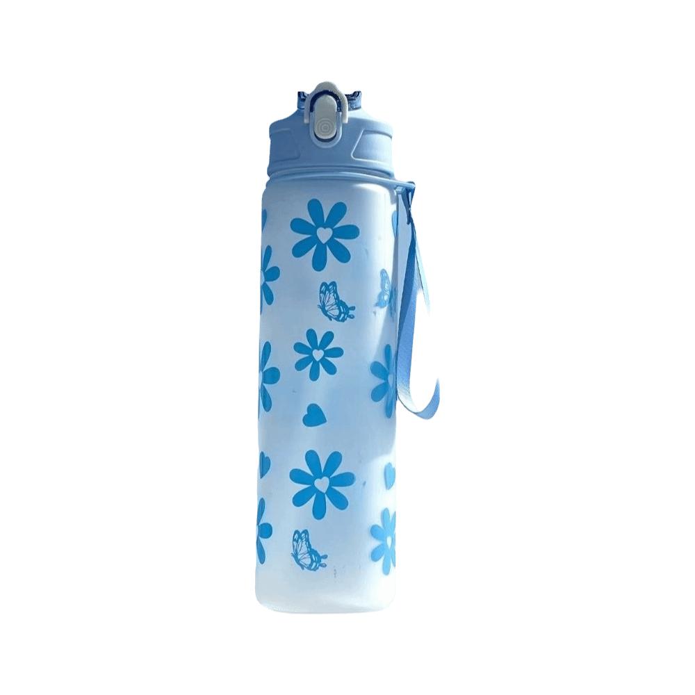 Durable 800ML Water Bottle Bow Flower Printed Leak Proof Straw Cup Large Capacity Plastic Water Cup Travel