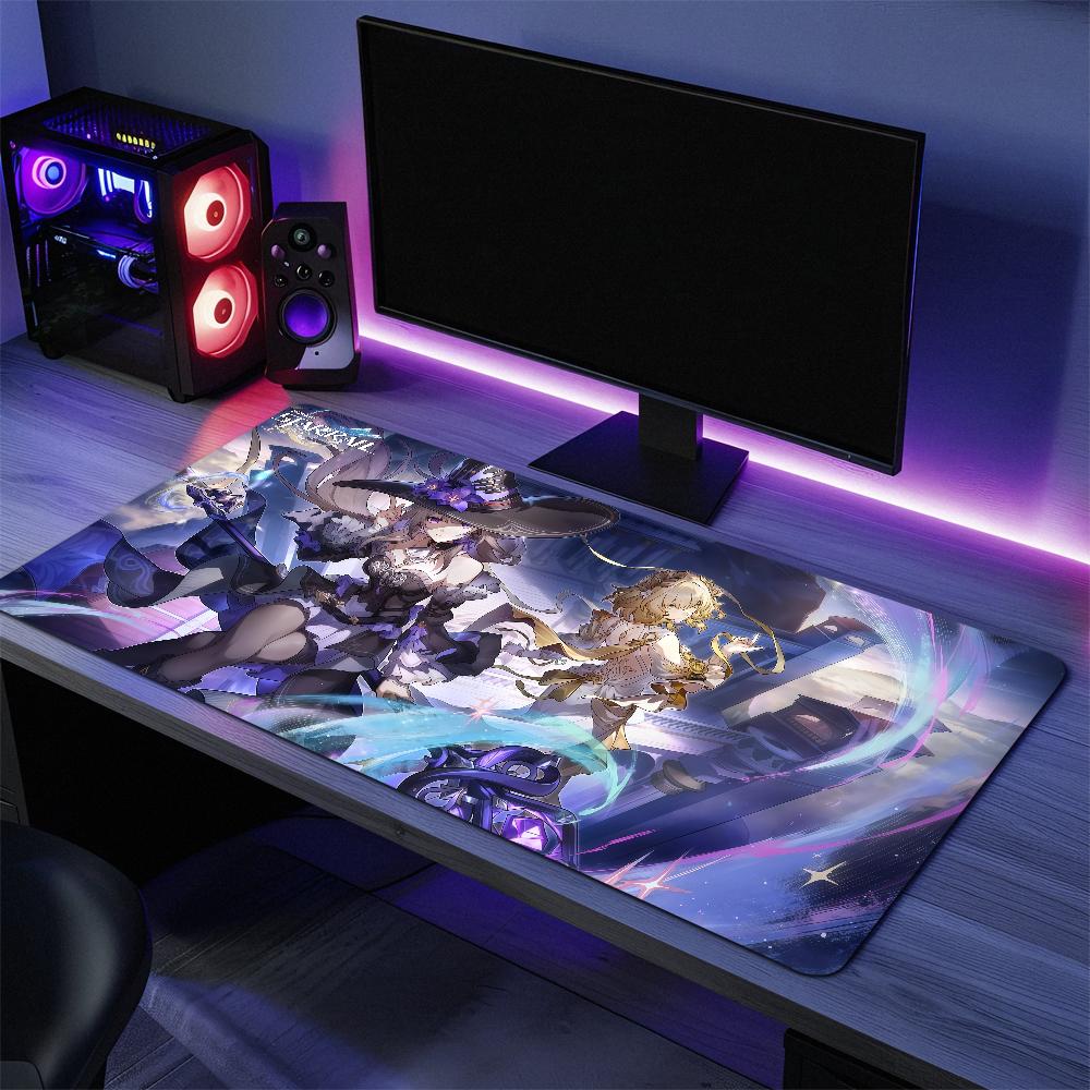 The Herta Game Honkai Star Rail Mouse Pad Large Desk Mat Keyboard Ergonomic Office Rubber PC Non-slip Anti-fray Home Custom