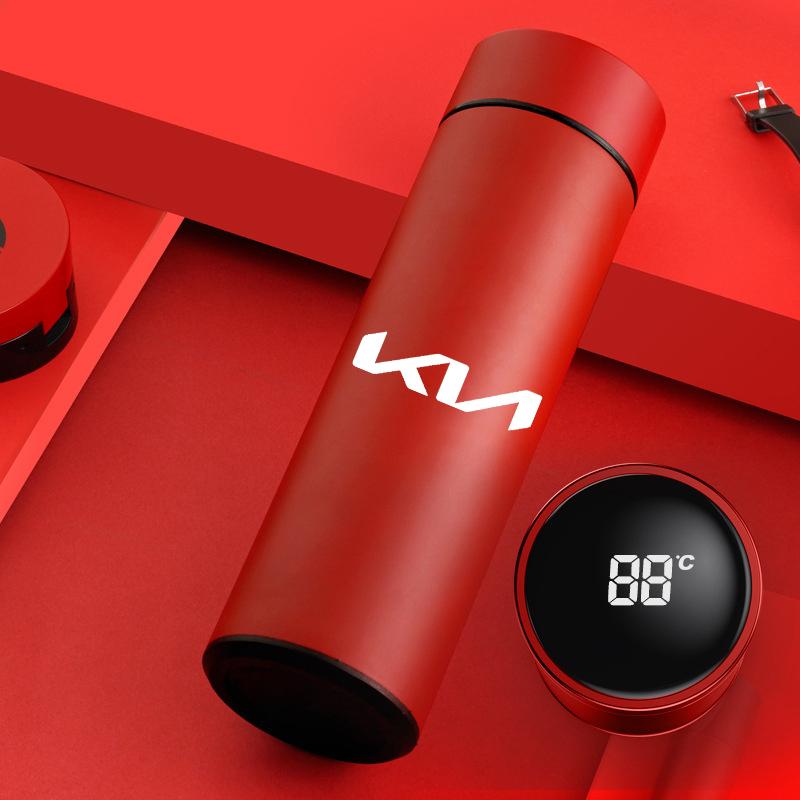 2026 Hot Car Sticker Car Smart Thermos Cup 500ml Portable Temperature Display Water Bottle For Kia Rio 3 4 K2 K3 X-Line Car Acce