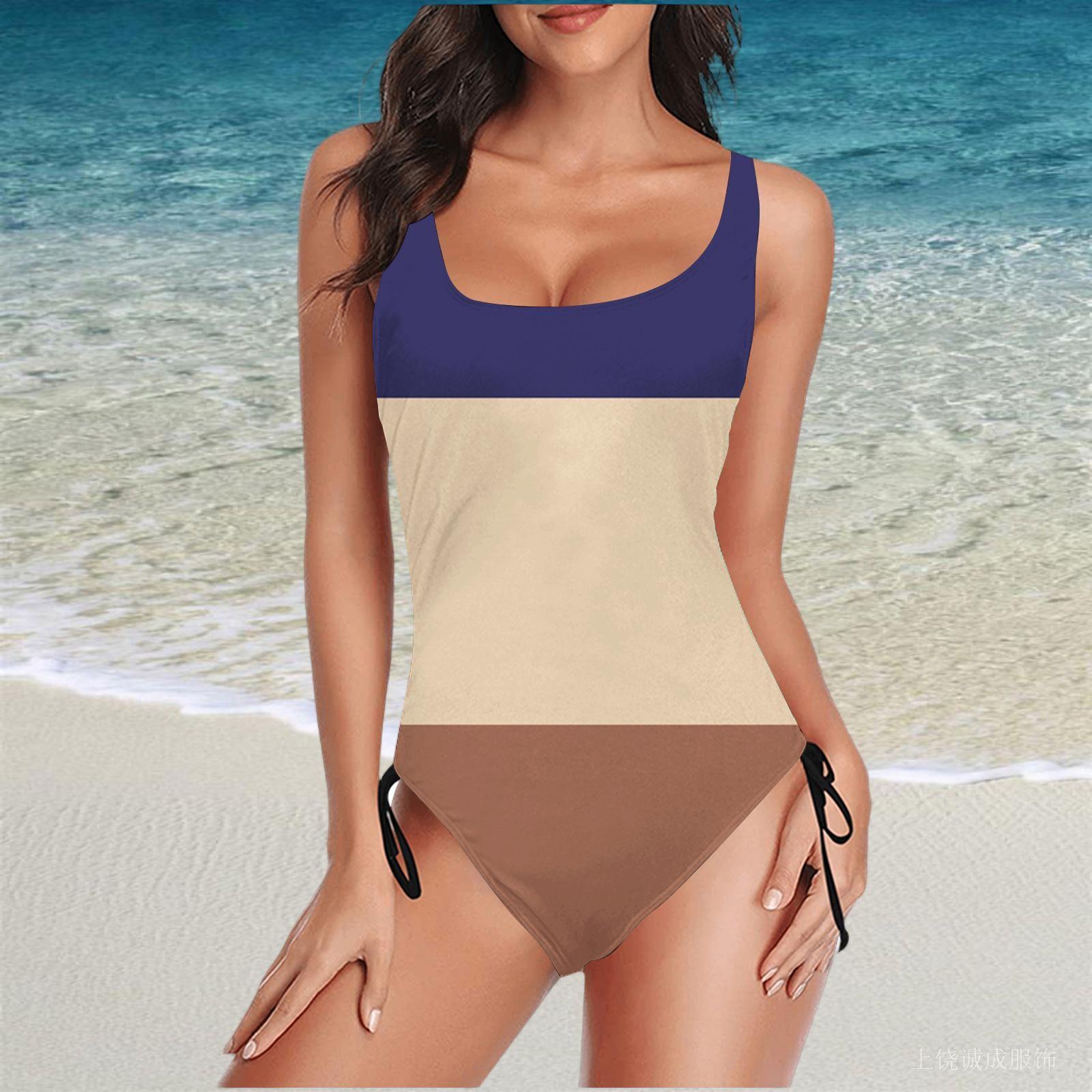 

Новый женский сексуальный слитный купальник без спинки с регулируемыми левой и правой лямками, в полоску и горошек S