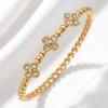 Elegant Titanium Steel Bracelet with Clover & Floral Design - Women's Bestseller in Light Luxury.