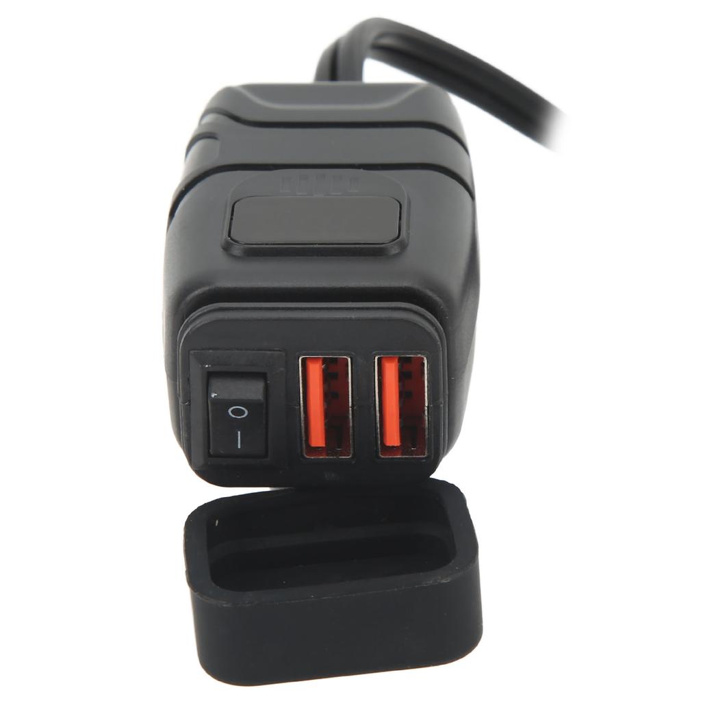 Motorrad USB Ladegerät Dual Quadratisch Handy Schnellladeadapter mit Voltmeter Wasserdicht 12V