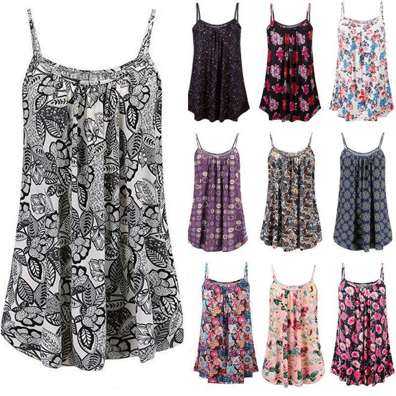 Elegant Women's Summer Strappy Tops Cami Dress In Floral Print For Beach Outings