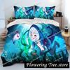 Cute Gawr Gura Hololive Anime Shark Comforter Bedding Set,Duvet Cover Bed Set Quilt Cover Pillowcase,king Queen Size Bedding New
