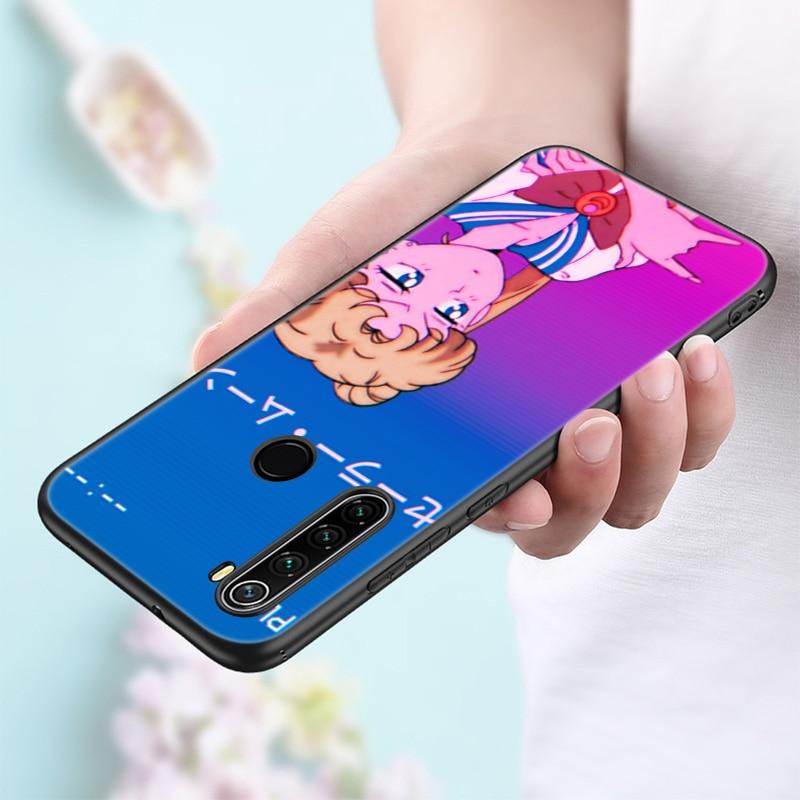 Japan Anime Moon Cartoon Cat Silicone Phone Case For Xiaomi Redmi Note 11 10 9 8 Pro 11T 10T 10S 9S 8T 9 9A 9C 9T Black Cover
