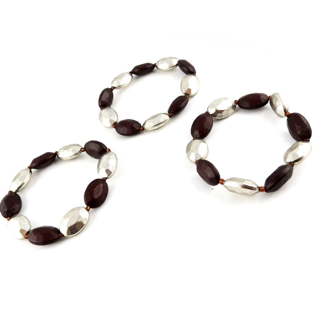 Les Trésors De Lily [C8793] - Bracelet Créateur 'Métisse' Marron Argenté