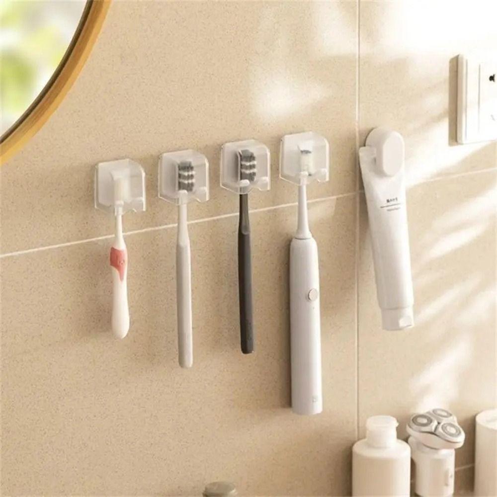 with Cover Toothbrush Holder Wall Mounted Dustproof Electric Toothbrush Storage Rack Quick Draining Space Saving