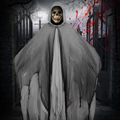 Halloweenský kostým Smrtky Černý plášť s kapucí a maskou lebky Vintage středověká kápě pro dospělé Cosplay rekvizity