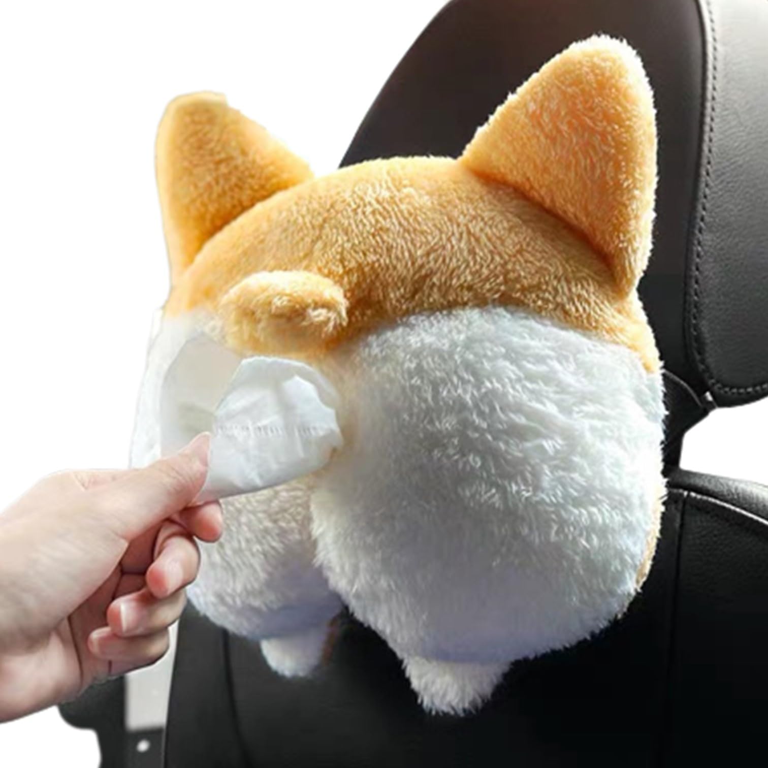 MIMIA Car Tissue with Corgi Butt Cute and Hanging Design for Car Tissue Dog Tissue Storage Case/Cover Design, Fun, Packs,