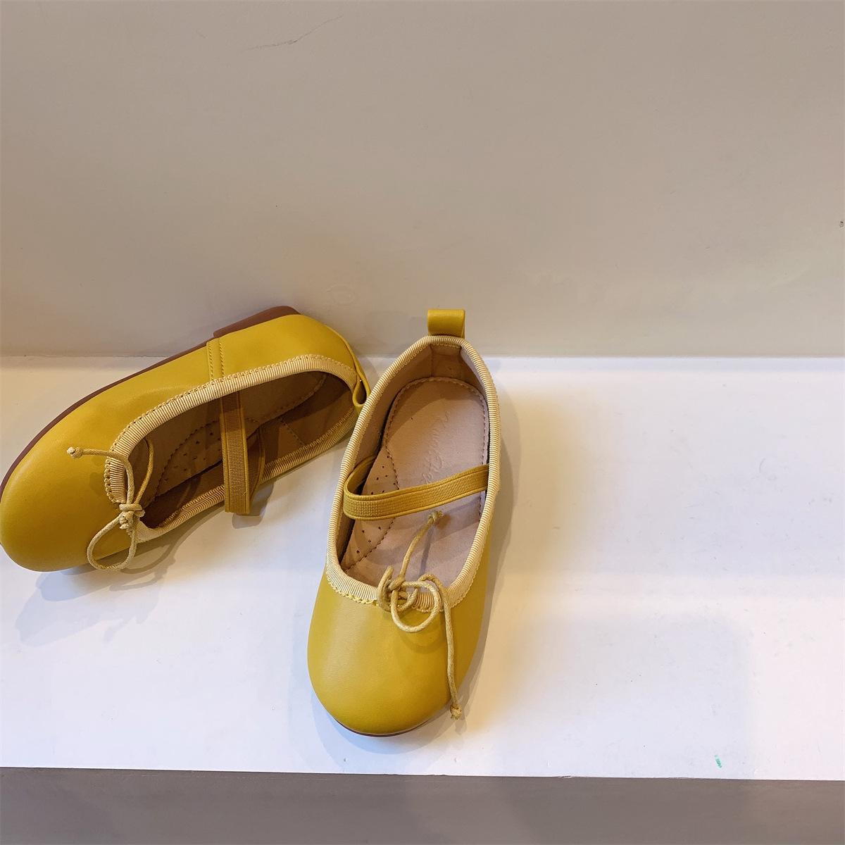 

Girl Leather Shoe Candy Colored Kid Shoe Spring 2025 New Simple Solid Color Casual Shoe Classical Bow Princess Shoe Gril Shoes 25 insole16.0CM жёлтый