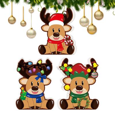 Christmas Deer Decorations 2D Deer Tiered Tray Decorations 3 Pieces Farmhouse Table Decor For Holiday Indoor Party Desktop