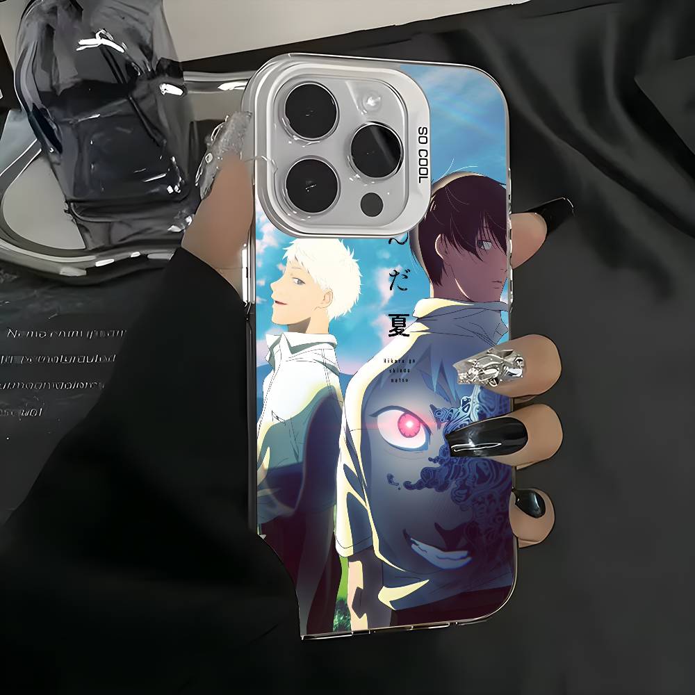 Anime the Summer Hikaru Died Phone Case For iPhone 16 15 14 13 12 11 Pro Max White Ultra-thin Laser Metallic Aurora Funda