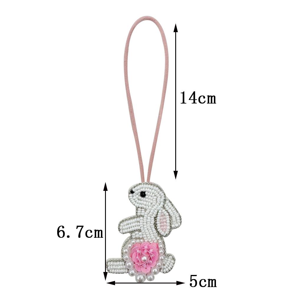 Handmade Rabbit Flower Heart Beaded Patch Key Chain Bag Charming Pendant Hang Lanyard Decoration Diy Clothing Applique Patches