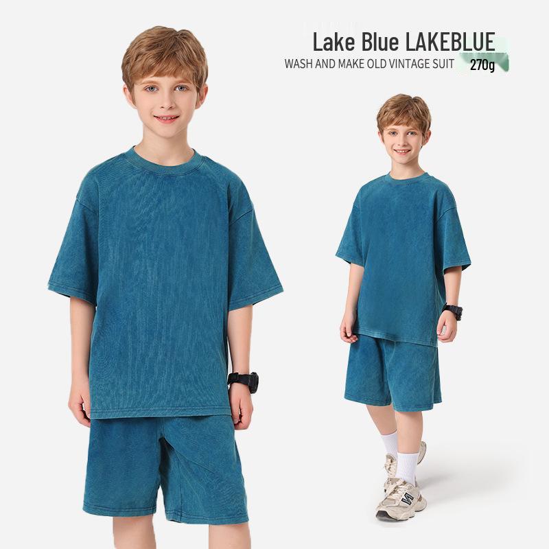 Pure Cotton Retro Short Sleeve Round Neck Loose T-Shirt for Children & Toddlers - Trendy Spring/Summer Kids' Clothing