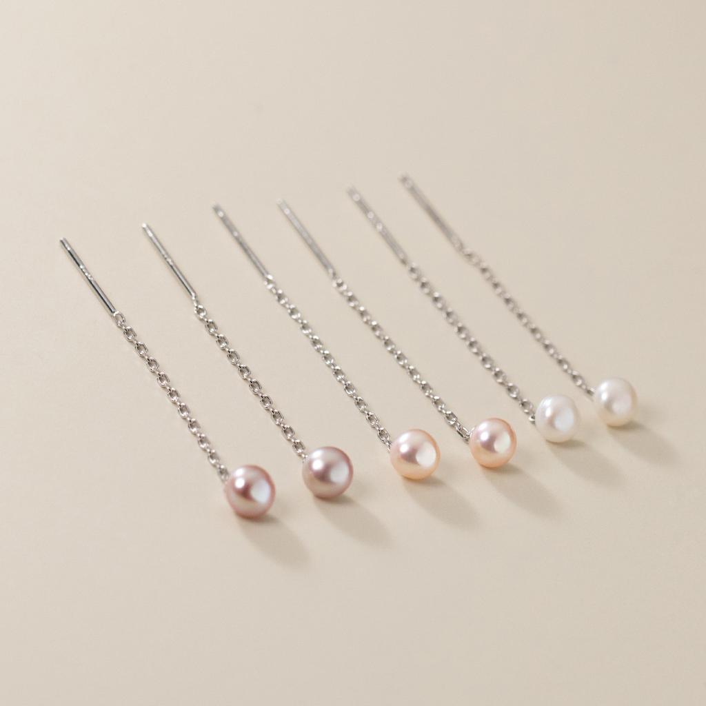 925 Sterling Silver Trendy Elegant Round Pearl Long Chain Tassel Dangle Earrings for Women Girls Party Fine Jewelry