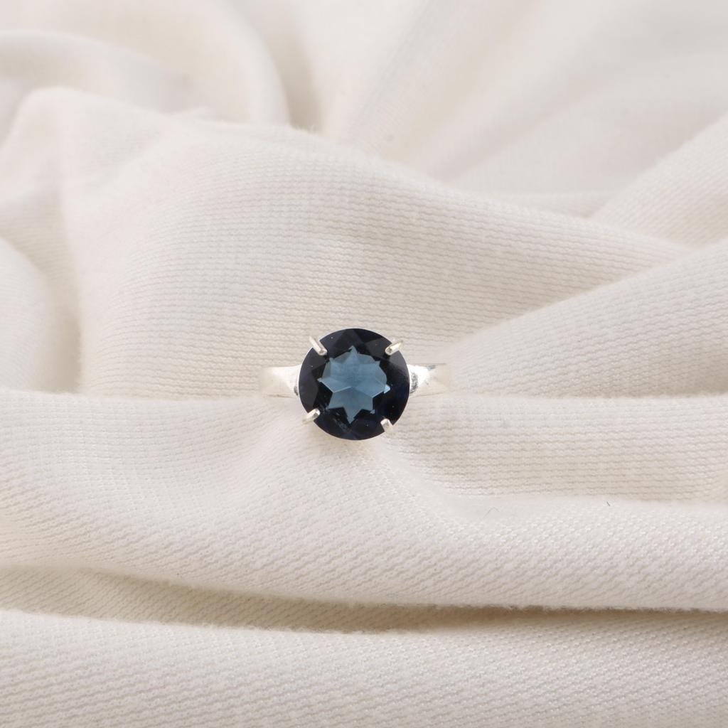 London Blue Topaz Gemstone 925 Sterling Silver Jewelry Designer Ring Gift For Wife RR-72-5