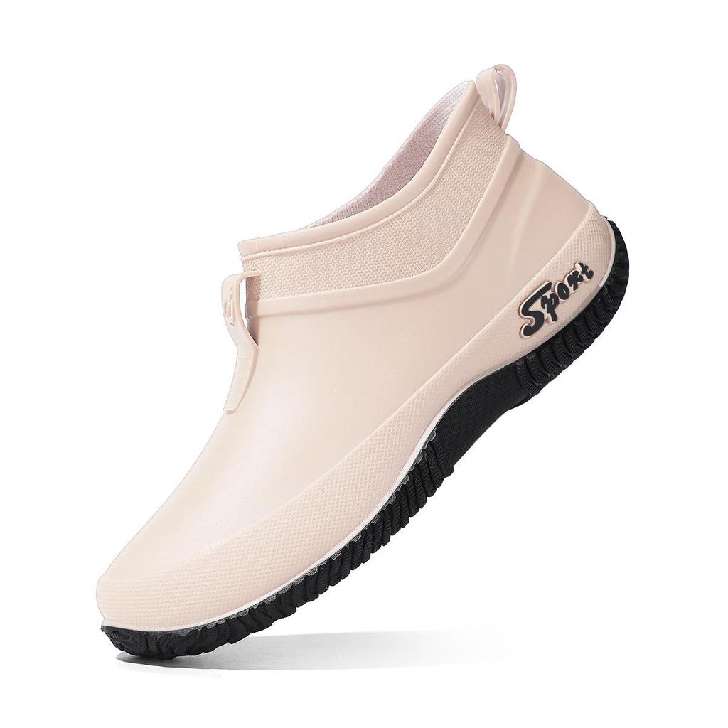 Women's Waterproof Non-Slip Short Rain Boots - Thick-Soled, Dirt-Resistant, Low-Cut, Soft-Sole Rubber Shoes for Kitchen and Outdoor Use.