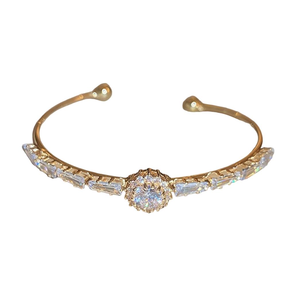 Adjustable Zircon Leaf Bracelet With Sparkling Zircon Stones Handmade Wristband Elegant Jewelry For Women Daily Wear