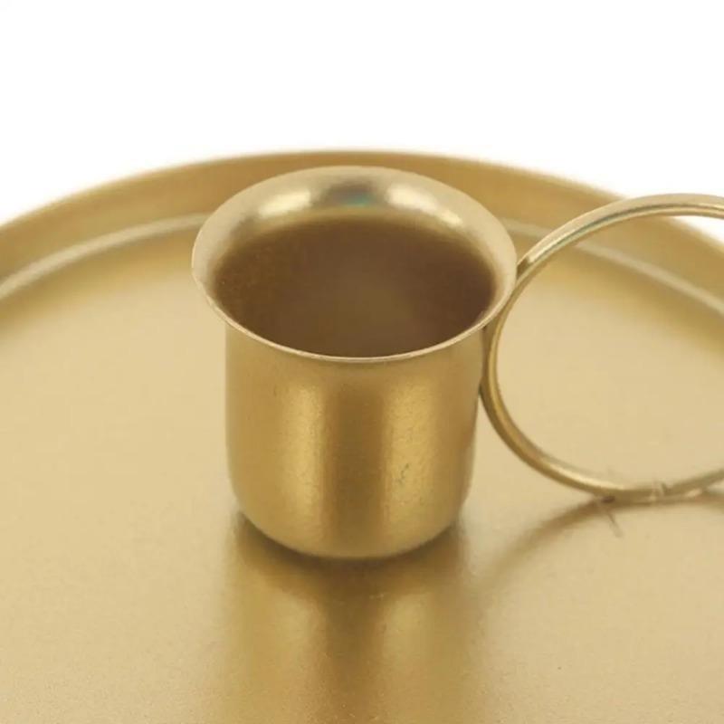1pc Creative Retro Candle Holder Metal Candlestick Taper Candle Holder with Handle for Tabletop Wedding Party Christmas Decoration