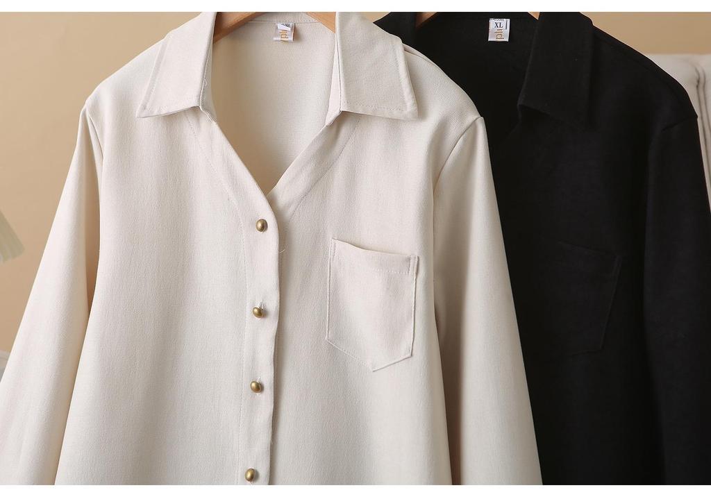 2026 Spring Plus Size Women's Long Sleeve Lapel Cardigan - Simple and Elegant Top