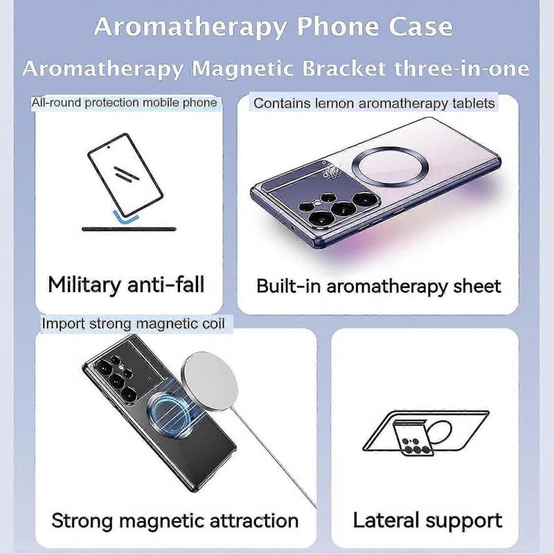 Magsafe Case Compatible With Samsung Galaxy S23 Ultra, Large Window Metal Protective Cover With Magnetic Folding Bracket