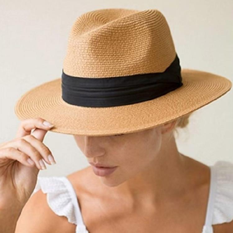 Beliebter Strohhut Sonnenschutzhut für Damen Herren Unisex Atmungsaktiv Urlaubsfotoshootings Panamahut für Musikfestival