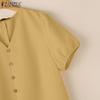 ZANZEA Women Summer V-Neck Solid Color Loose Short Sleeve Dress