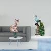 Elegant Cat Peacock Animal Sculpture Decorative Figurine Art Craft Ornament for Fireplace Bedroom