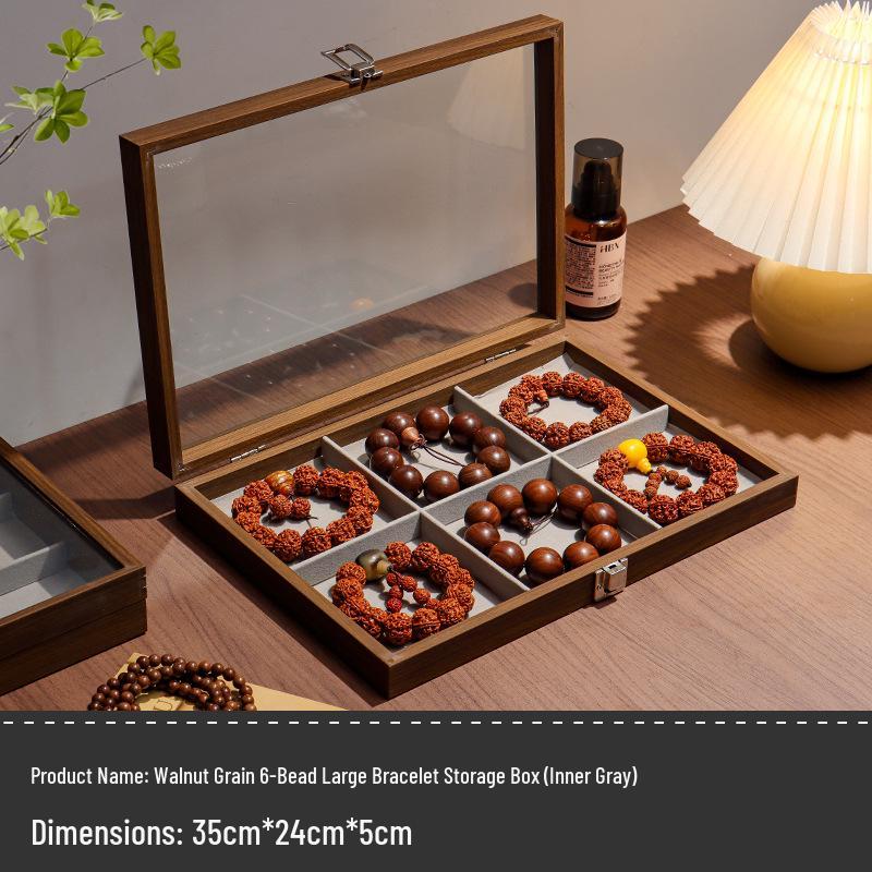 Wenge Wood Dustproof Jewelry Box with Lid for Bracelets and Accessories