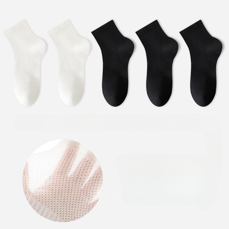 

Новинка 2025 года, женские хлопковые носки до середины икры, тонкие, впитывающие, устойчивые к запахам, прямые, однотонные, длинные носки, весна-лето 5 Pairs