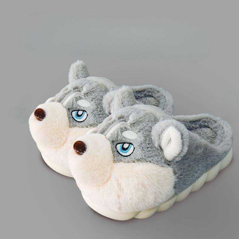 Men's Cotton Slippers Autumn and Winter Indoor Home Thick-bottomed Bag and Cute Two Ha Outer Wear Plush Warm Cotton Drag Men