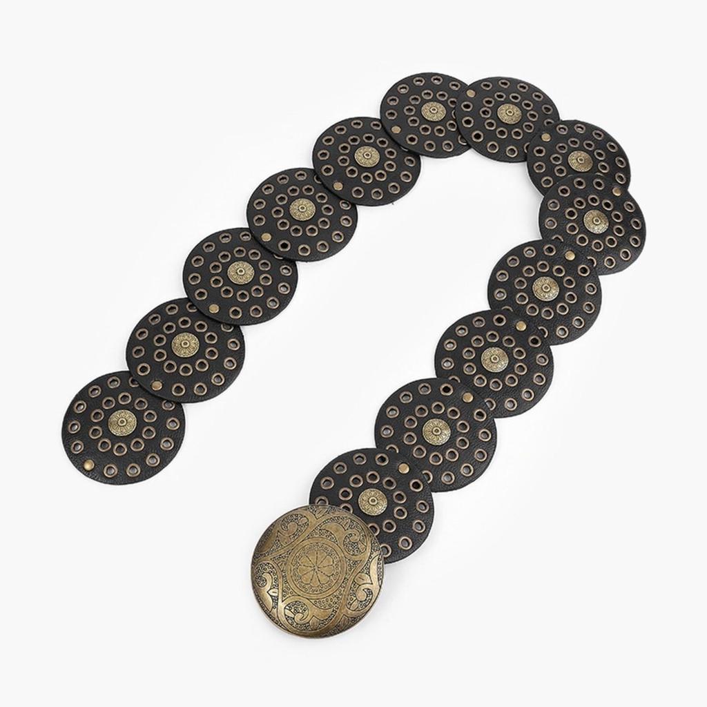 Faux Leather Belt Grunge with Ornamental Buckle Goth for Festivals