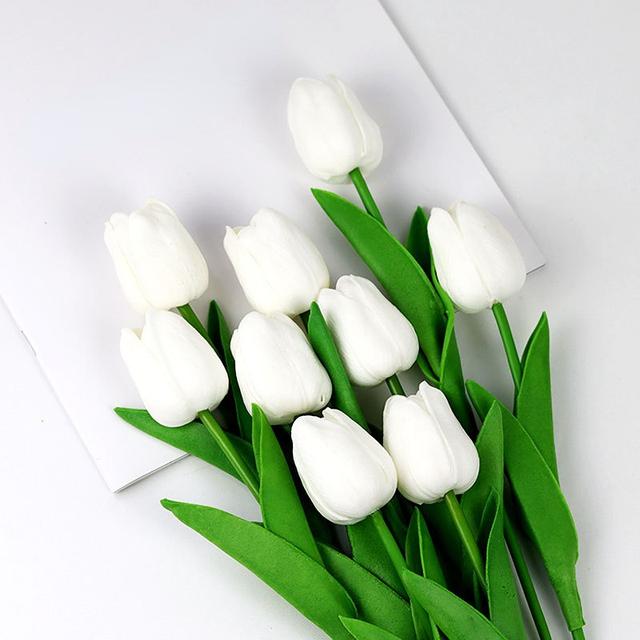 

1PC 34cm PU Tulip Real Touch Штучні квіти Tulip Buquet for Christmas Halloween Wedding Home Party Decor Fail Flowers 1 Branch білий