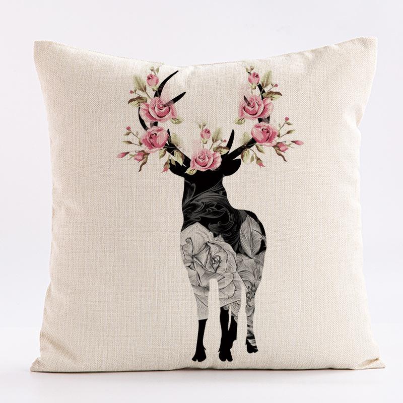 Watercolor Pattern Of A Moose Throw Pillow Cover With Short Plush Print Living Room Sofa Decoration Cushion Cover Pillow Covers