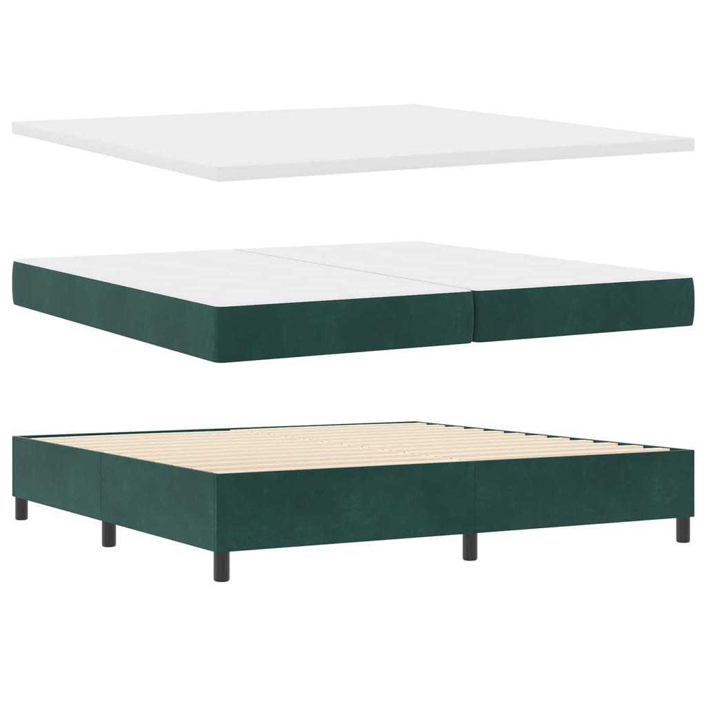 Boxspring Bed with Headboard Dark Green 200 X 200 Cm Velvet