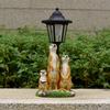 Solar Powered Meerkat Family Statue Outdoor Garden Decor Lawn Ornament Resin Animal Figurine Yard Landscaping