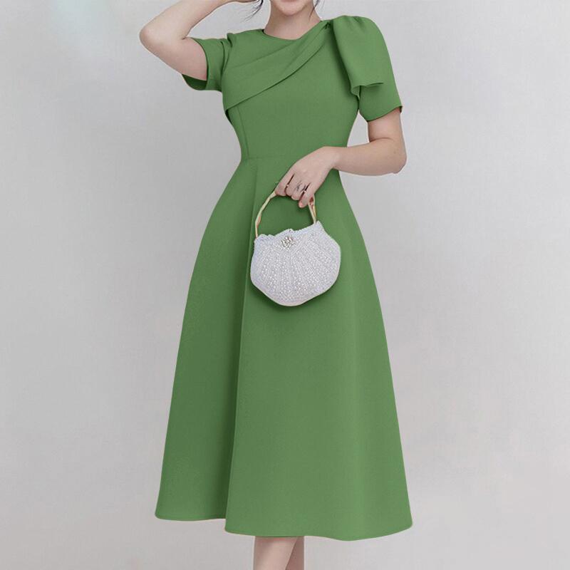 ZANZEA Women Casual Round Neck Summer Short Sleeve A-line Dress