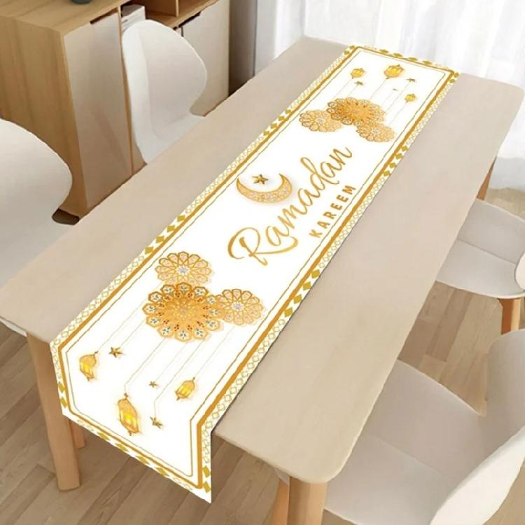 Eid Mubaraks Tablecloth Islamic Muslims Party Supplies Handmade Table Runner Table
