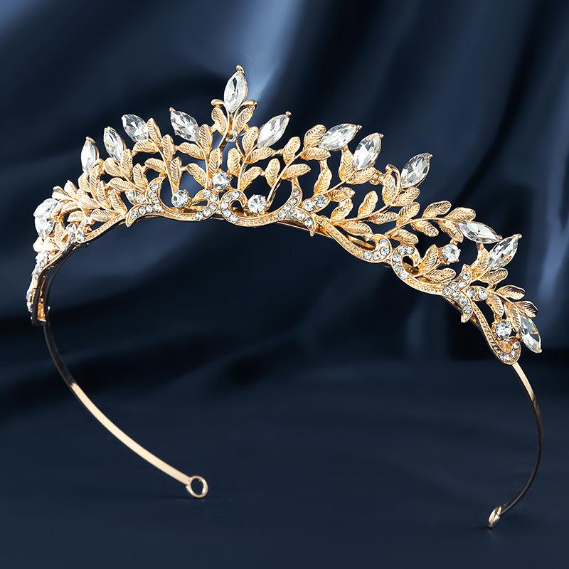 Bridal Hair Accessories Wedding Dress Tiara Baroque Simple Versatile Light Luxury Retro Crown Rhinestone Alloy Crown