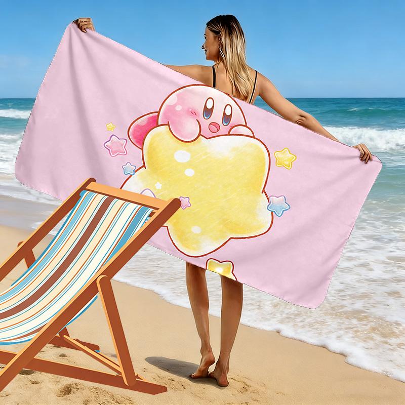 Kirby Print Beach Towel, Large Soft Quick Dry Towel for Beach Camping Swimming