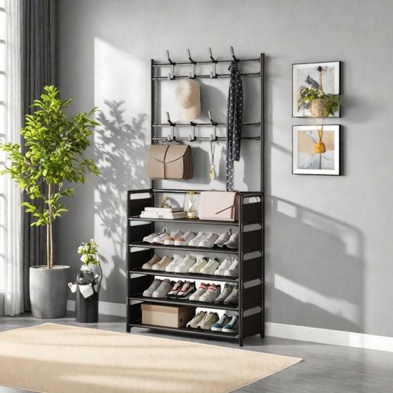 Multi-Layer Shoe Rack Doorway Clothes Hanger High Stability Simple Installation Shoes Shelf