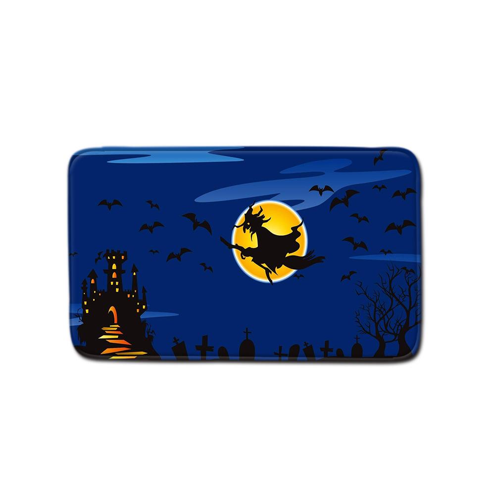 Halloween Shower Curtain Floor Mat Combination Four-Piece Household Door Mat Bedroom Non-Slip Carpet