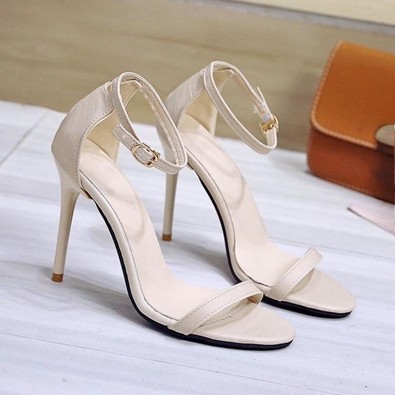 

Women s Fashion Round Toe Open Toe One Line Buckle Strap Simple Versatile Summer Comfort Stiletto Sandals 35