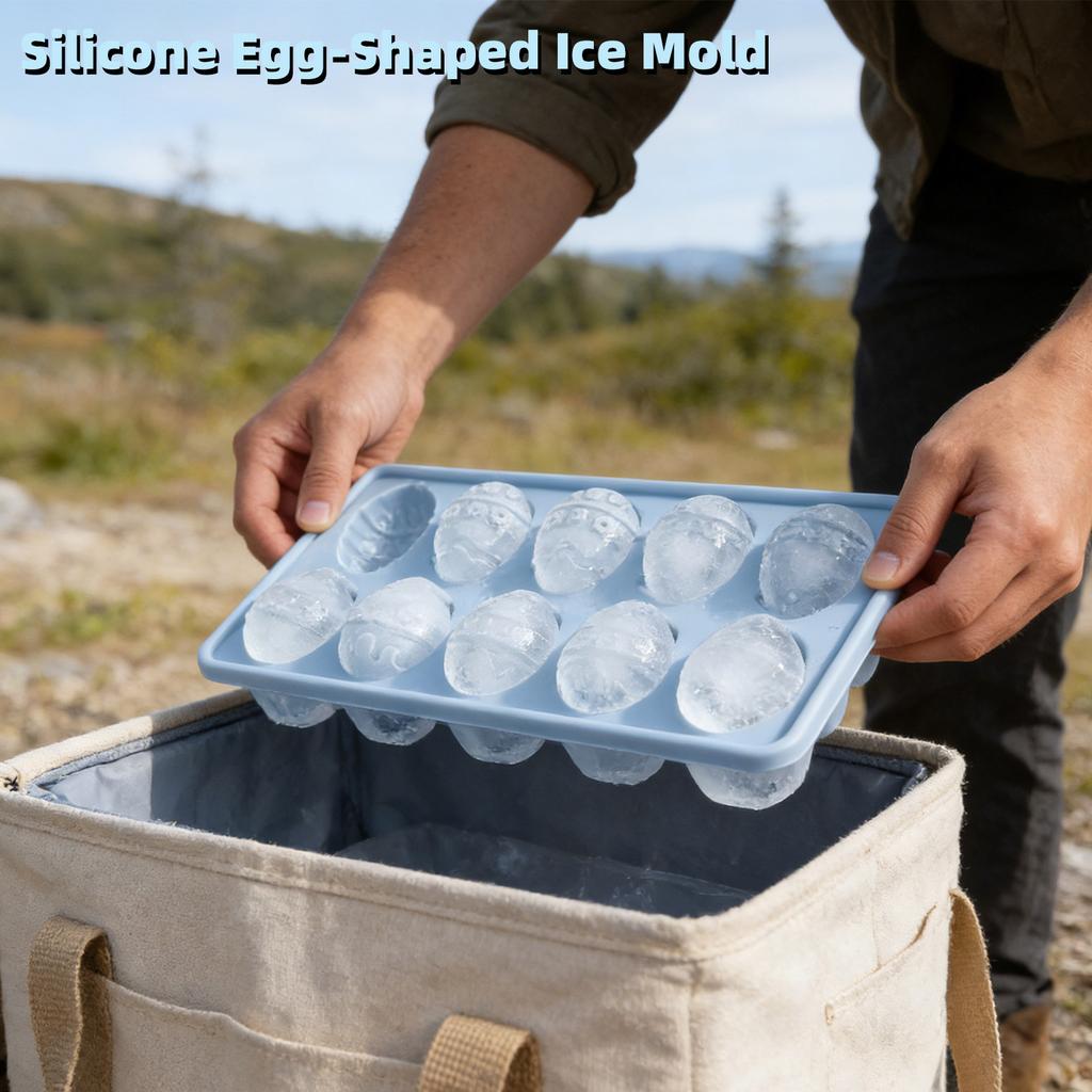 Silicone Egg Shape Mold Tray with 10 Cavities for Ice Chocolate Jelly Baking and DIY Crafts Flexible Design